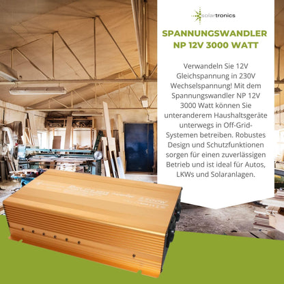 Omvormer - spanningsomvormer 12V 300 tot 3000 Watt zuivere SINUS met echte Power USB 2.1A Gold Edition ... (3000-6000 Watt)