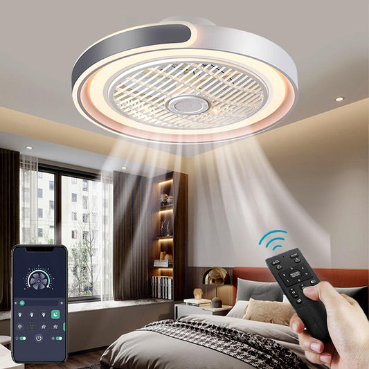 ASJK Plafondventilator met Licht, 72W Stille Moderne LED-plafondventilator met verlichting voor Slaapkamer, Woonkamer, 6 Omkeerbare Snelheden, Timer. Grijs