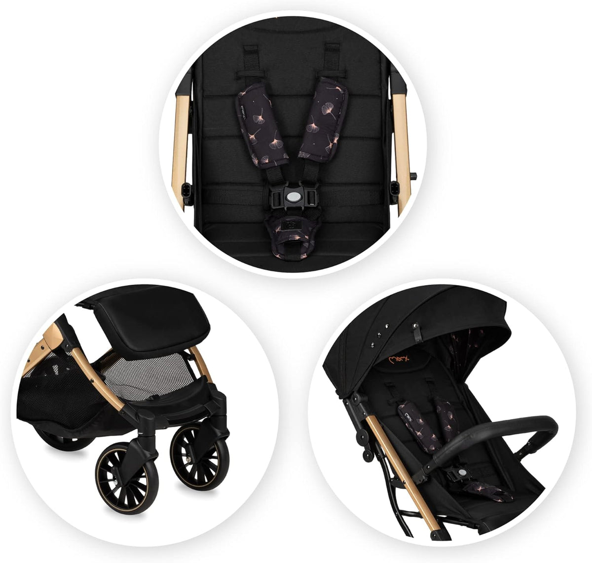 MoMi ESTELLE DAKAR kinderwagen vanaf 6 maanden (tot 22 kg), inklapbare buggy met 5-punts veiligheidsgordel, boodschappenmand en ligfunctie, telescopische stang om te trekken, staat na het opvouwen Ginko