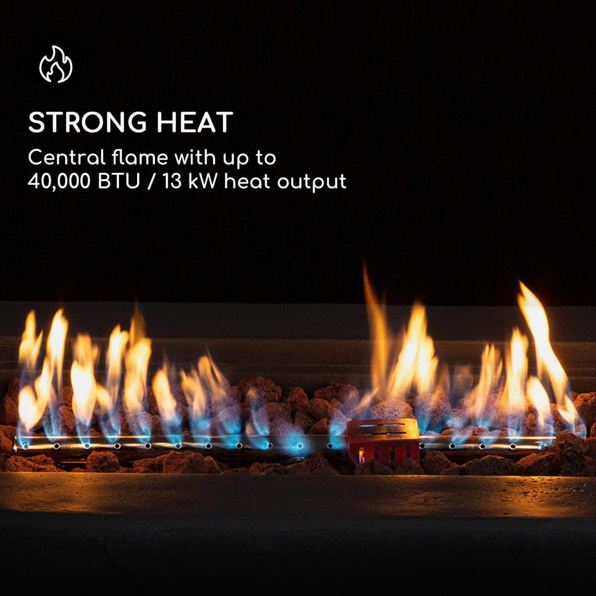 Blumfeldt Anafi Gas Fireplace, Patio Heater Gas with 40,000BTU/13KW, Fireplace with Cover, Stainless Steel Burner, Radiant Heaters & Fireplaces, Light Grey - QUORE