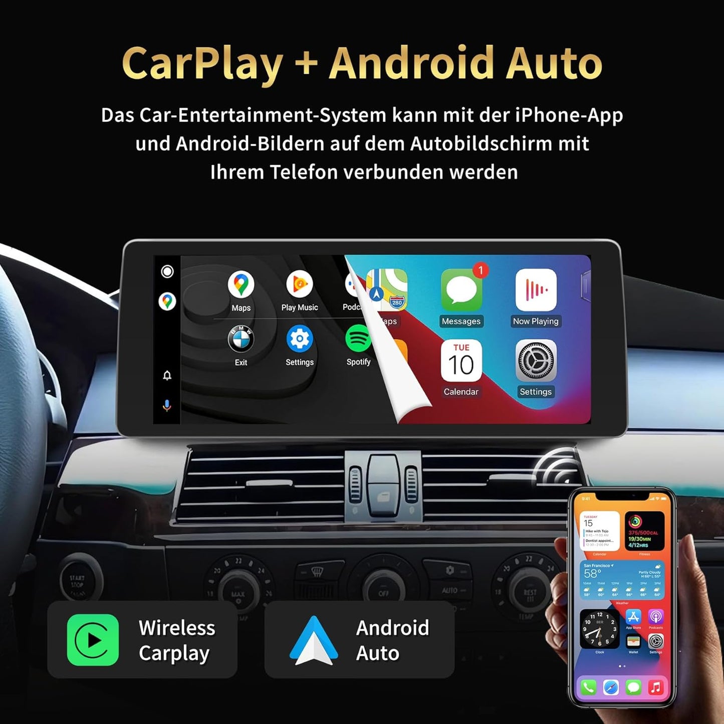 Autoradio – Auto Radio – Multimedia Systeem – Infotainment – Car Audio – 12,3 Inch HD Touchscreen – Android 14 Met Draadloos CarPlay & Android Auto