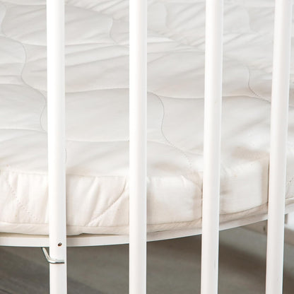 Baby Box – Round Wooden Play Box – Playpen – Includes Mattress – 91x91x85cm – White - QUORE