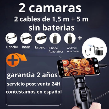 VALUEFIND Frankrijk 1920P Industriële Endoscoop Auto Focus Camera Kit met 8 LEDs/Endoscoop Draaibare Kop 2 m Kabel voor Android/iPhone + Een Koplamp