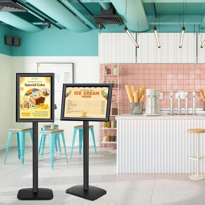 A3-displaystandaard – Posterstandaard – Bordstandaard – Menustandaard – Welkomstbordhouder – Set van 3 Stuks, Zwart – Verzwaarde Basis van 2,6 kg – Verstelbare Kijkhoek 180°/360°