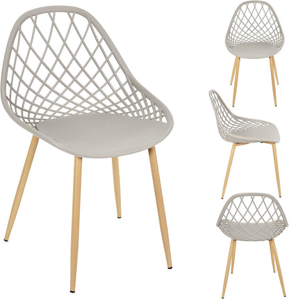 THE HOME DECO FACTORY 4 stuks stoelen voor buiten, Malaga, polypropyleen, taupe, bruin, 58 x 80,2 x 51,2 cm