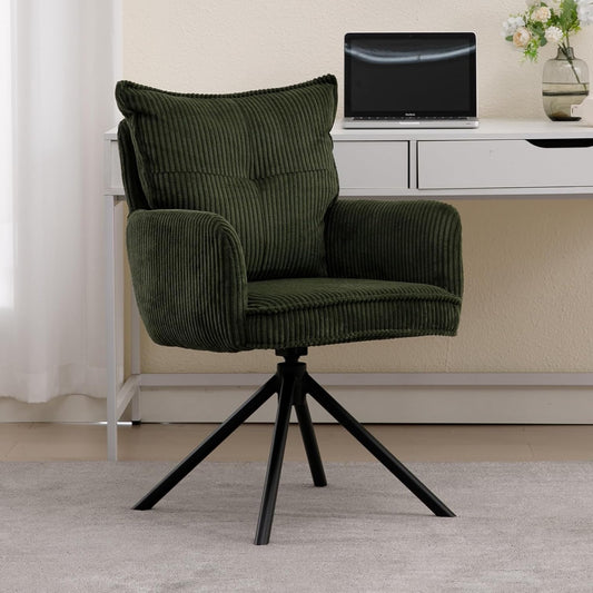 chairus Swivel Office Chair Corduro Modern Office Chair with Double Handrails Comfortable Office Chair with Metal Legs for Home/Studio, Green - QUORE