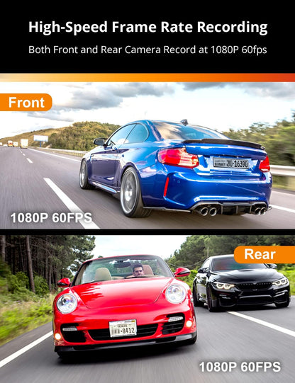 Dashcam Voor En Achter – Dubbele Dashcam – Dashboardcamera – Autocamera – Auto Camera – 1080P 60 Fps Met Wifi En GPS – Nachtzicht, G-Sensor En Parkeermodus