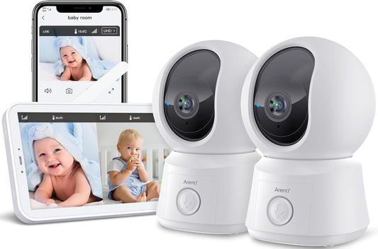 ARENTI Babyfoon met 2 Camera en App met 5 inch Scherm, 1080P PTZ Videobabyfoon met Camera, One-Touch-Oproep, Temperatuursensor, Slaapliedje, Nachtzicht, 2-Weg Audio, VoX-Modus, Automatisch