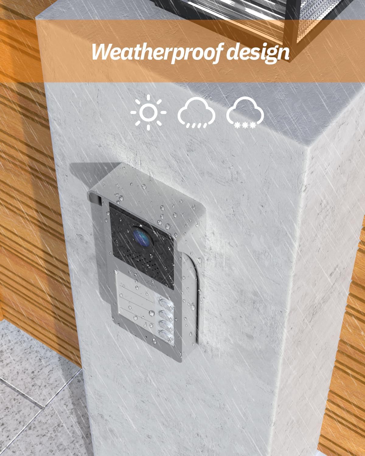 TMEZON Intercom met 2 draden, met 4 TFT-monitoren, 7 inch (17,8 cm) en buitenbel met camera, nachtzicht, twee-weg audio, T30 voor 4 gezinnen/woningen