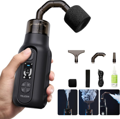 Draagbare rookmachine – Mistmachine, rookmachine, nevelmachine, rookapparaat – Met afstandsbediening – 4 magnetische opzetstukken – Snelstart binnen 20 seconden