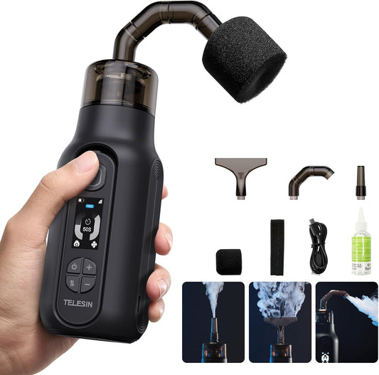 Draagbare rookmachine – Mistmachine, rookmachine, nevelmachine, rookapparaat – Met afstandsbediening – 4 magnetische opzetstukken – Snelstart binnen 20 seconden