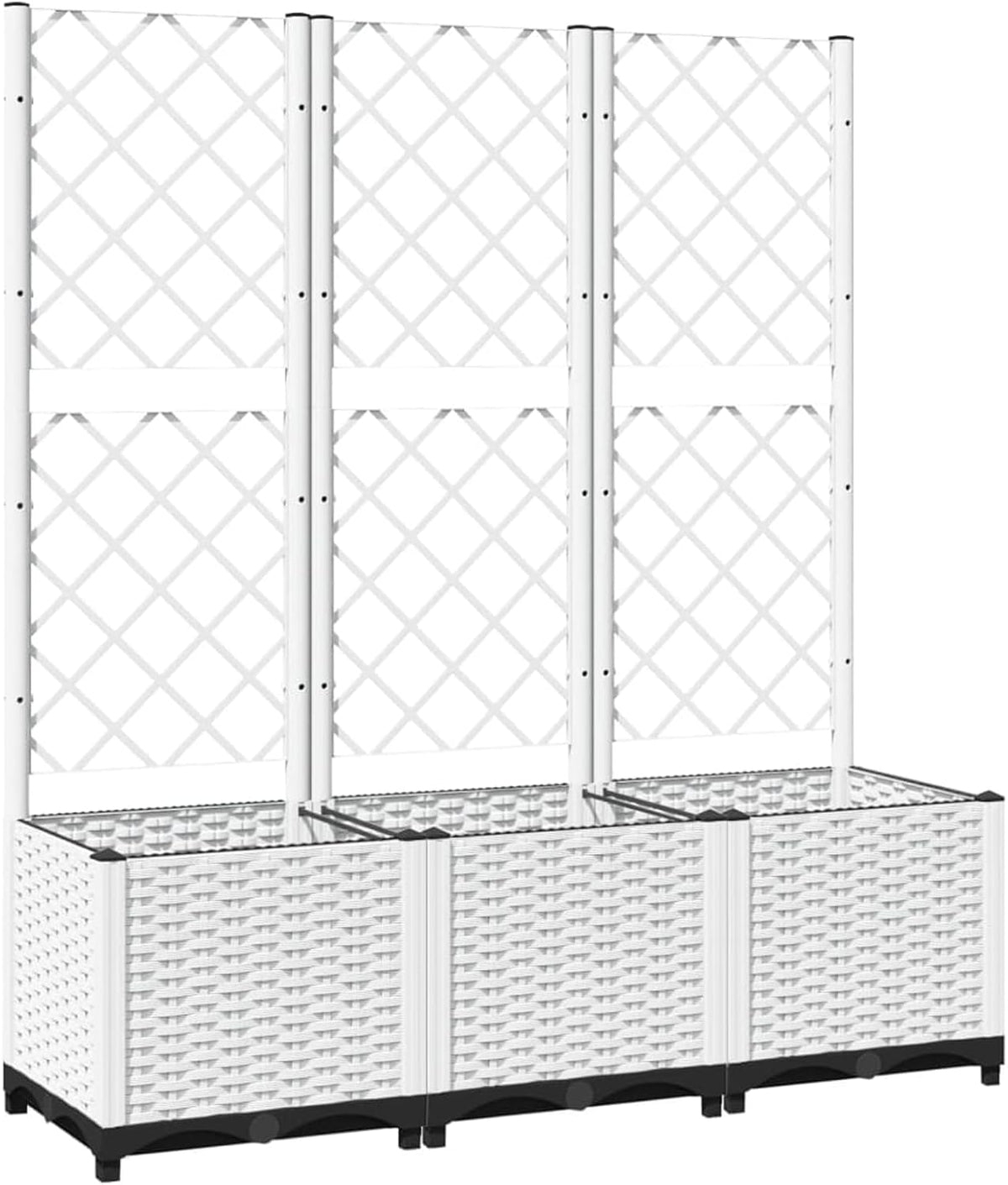 Gecheer Garden Planter with Trellis White 120x40x136cm PP - QUORE