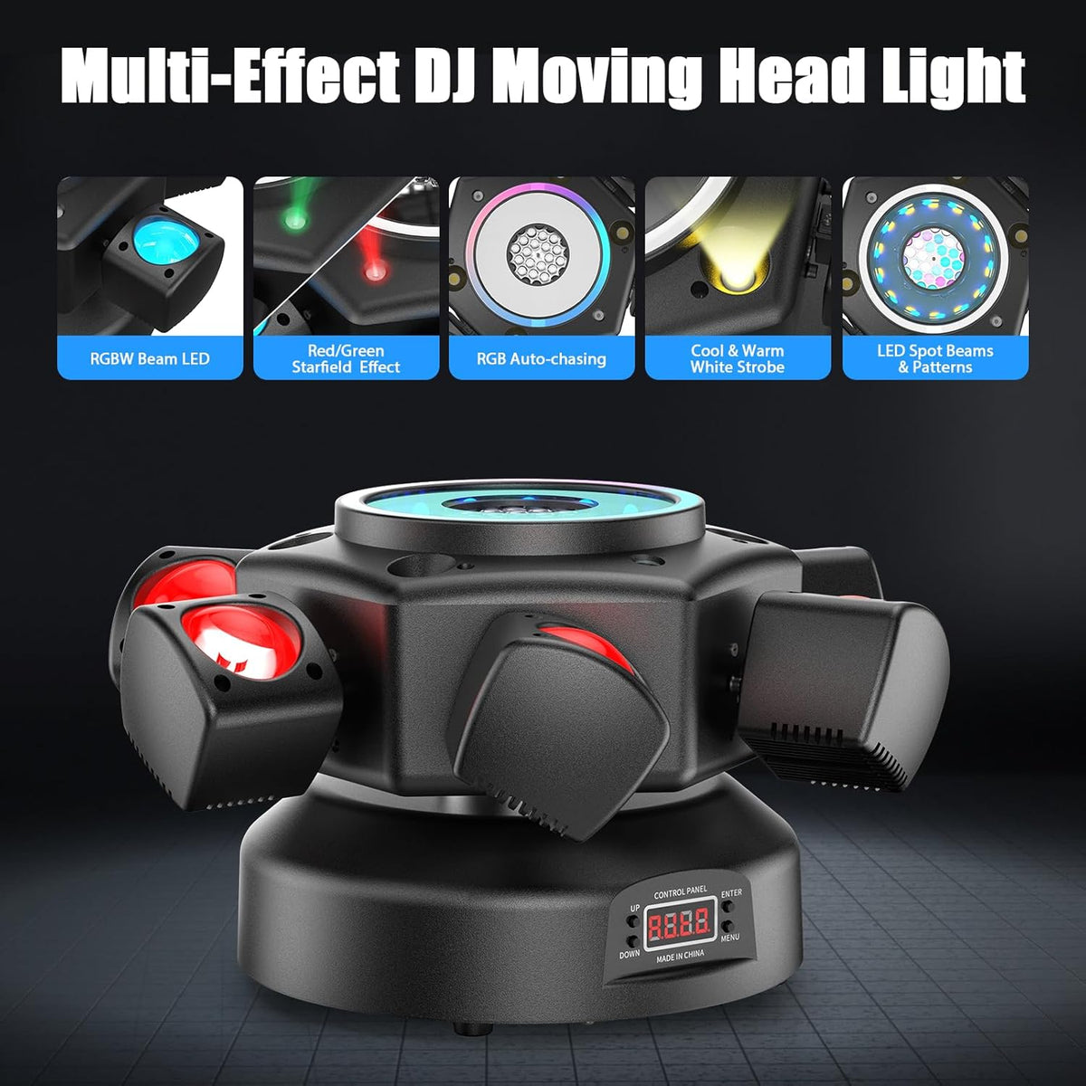 150 W Beam Moving Head podiumlicht, RGBW LED disco Magic Ball effect met afstandsbediening partylicht schijnwerper DMX512 strobe voor Halloween KTV DJ bruiloft