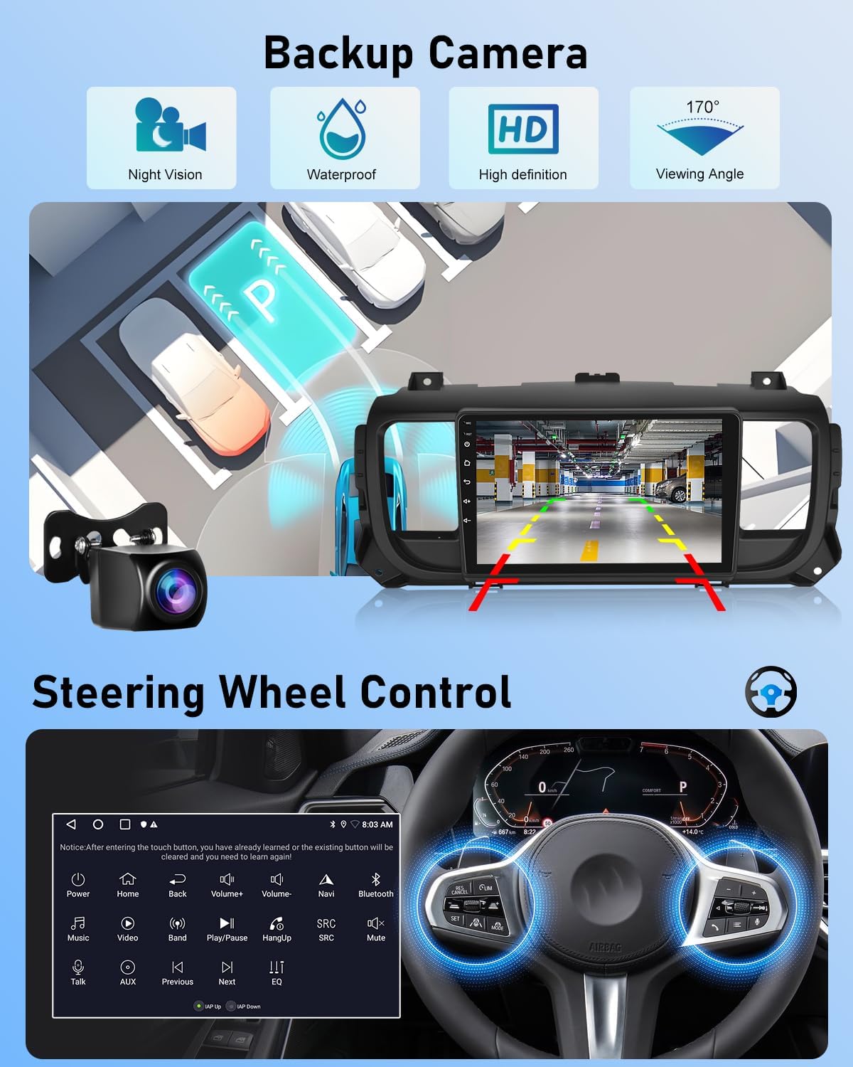 NHOPEEW Android autoradio 2G + 64G voor Citroen Jumpy 3/Peugeot Expert/Toyota Proace 2016-2021 - Draadloze Carplay & Android Auto - Stereo Android 9 inch met WiFi EQ GPS + AHD achteruitrijcamera en