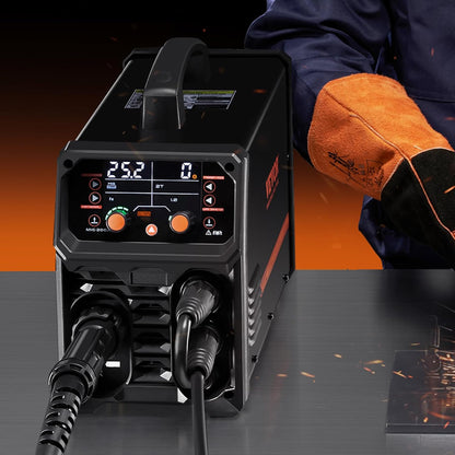 VEVOR MIG Welding Machine, 200 A, Syergetic Welding Machine, Portable MIG Gas Free 5-in-1 Gas Free Welding Machine, with IGBT Inverter Technology, LCD Display, TIG Lift Flashlight Not Included