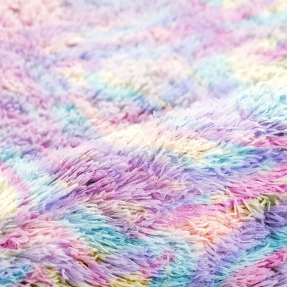 AMEHA Regenboog Pluche Tapijten Woonkamer Slaapkamer Groot 200x290 cm Kleurrijke Zachte Pluche Antislip Vloerkleed voor Kinderkamer Meisjes Jongens Kinderen Tapijt Niet-uitscheurend