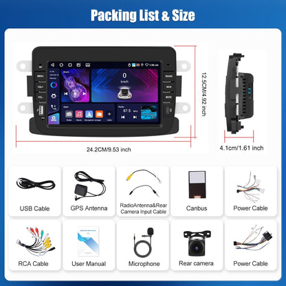 Android 15 Autoradio – 7 Inch Touchscreen – Draadloze CarPlay – Android Auto – GPS Navigatie – Bluetooth 5.0 – Inclusief Achteruitrijcamera – 64 GB Opslag
