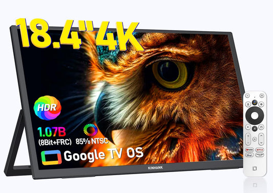 4K Portable Monitor, 18.4 inch Portable Screen, Google TV, 3840*2160 UHD Portable Display, HDR, 85% NTSC, IPS matte eye care screen for PC/laptop/phone/tablet/Xbox/PS4/5/Switch, USB C/HDMI - QUORE
