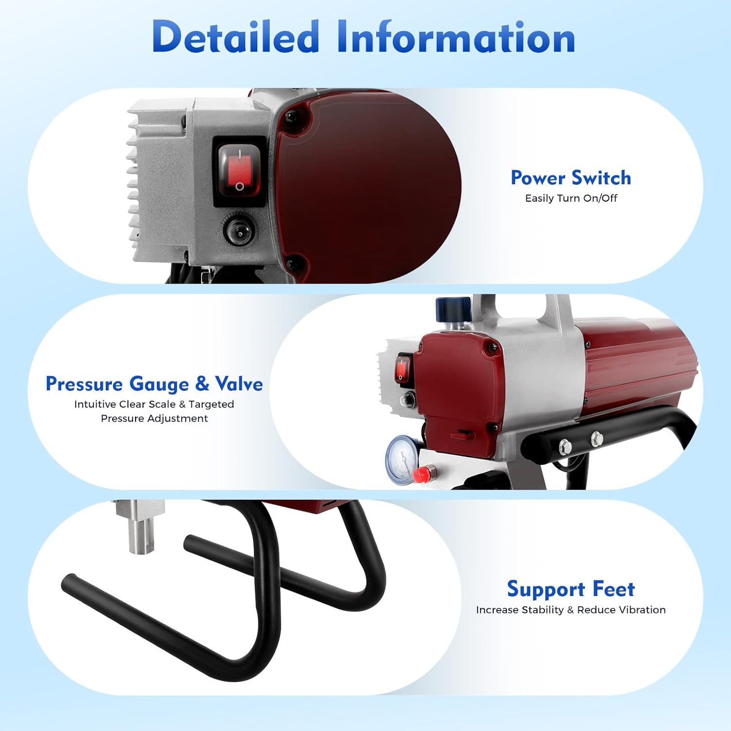 Airless Paint Spray System, Wall Paint, 1800 W, 1.8 L/Min, Airless Paint Sprayer, Paint Spray System with Pressure Gauge, 25 Mpa Paint Sprayer, Paint Spray Gun, 10 m Hose Length - QUORE