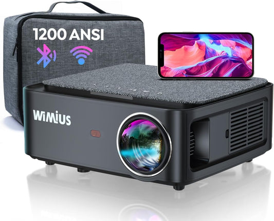 Beamer, Full HD 1080P 1200 ANSI lumen 5G WiFi Bluetooth beamer, 4K ondersteuning, led-thuisbioscoop, videoprojector 300 inch display, compatibel met Fire Stick smartphone, PS5 projector