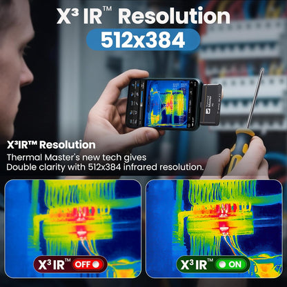 Warmtebeeldcamera P3 voor iPhone en Android Infrarood Camera Instelbare Lens Super IR Resolutie 512 x 384, -20 ℃-600 ℃ warmtebeeldcamera voor PCB-inspectie