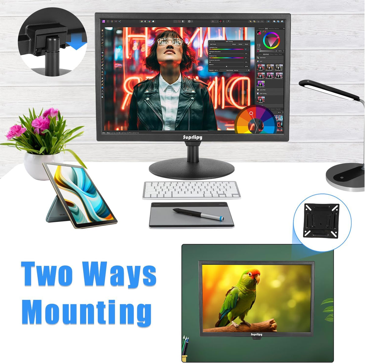 21,5 inch FHD kleine monitor IPS LCD-scherm 1920x1080 60Hz 16:9 met HDMI BNC VGA AV USB-ingang ingebouwde luidspreker voor CCTV-beveiligingscamera DVR PC RasPi
