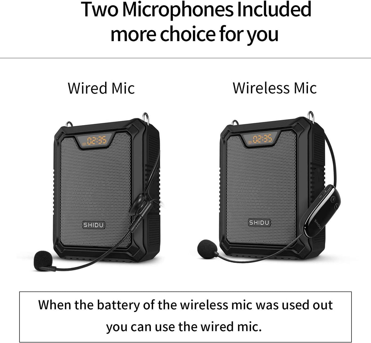 Stemversterker, SHIDU 30W Stemluidspreker Draagbare Bluetooth Luidspreker met UHF Draadloze Microfoon & Bedrade Microfoon Hoofdtelefoon IPX6 Waterdichte Oplaadbare PA-systeem voor Docenten, Tourgids