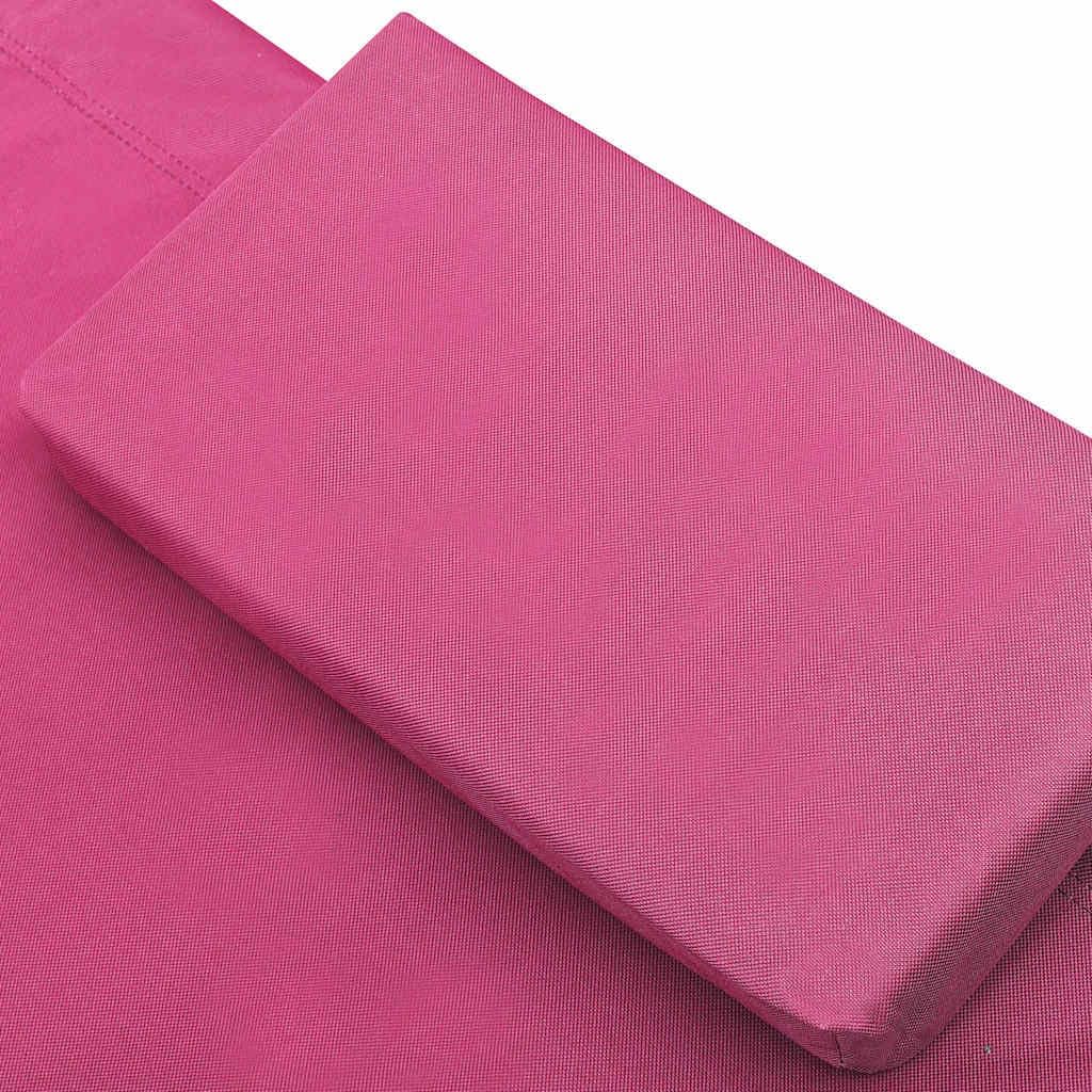 Sunbath, Outdoor Lounger with Awning and Cushions, Pink, Sun Lounger, Beach Lounger, Relax Chair for Garden, Patio, Balcony, Camping - QUORE