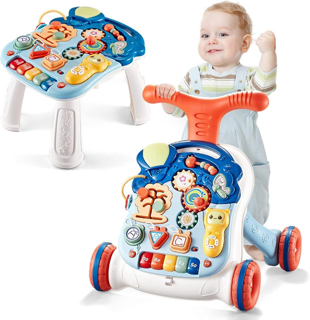 Loopwagen - Loopstoel - Babyloophulp - Multifunctionele Loophulp - met Licht Regelbare Snelheidmuziek - Afneembaar Speelbord - voor Kinderen - van 12-36 maanden - Kunststof - Multikleur