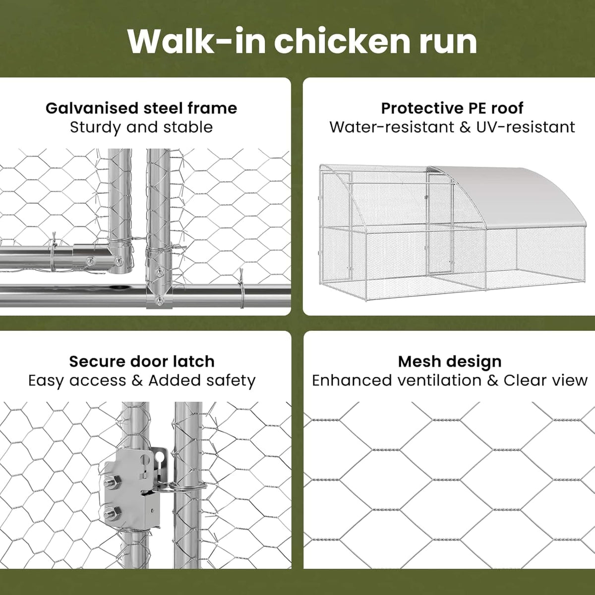 vidaXL Chicken Coop Silver 400 x 200 x 198.5 cm Galvanized steel,