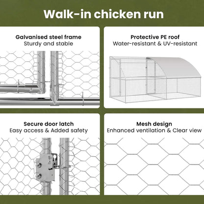 vidaXL Chicken Coop Silver 400 x 200 x 198.5 cm Galvanized steel,