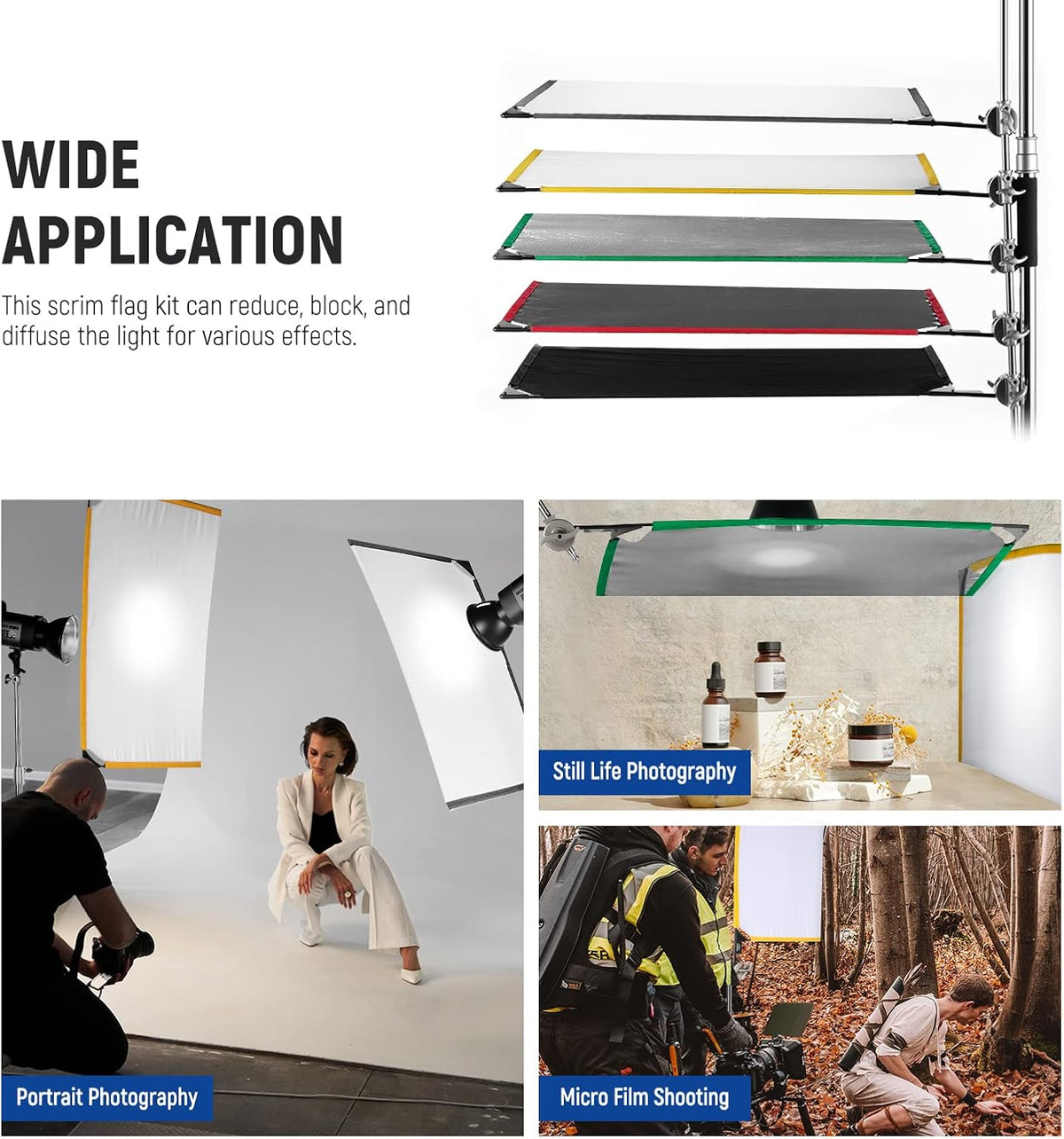 NEEWER SF6090F 5-in-1 opvouwbare fotovlaggenset, reflector, lichtmodificator, voor zacht, diffuus en lichteffecten, inclusief draagtas