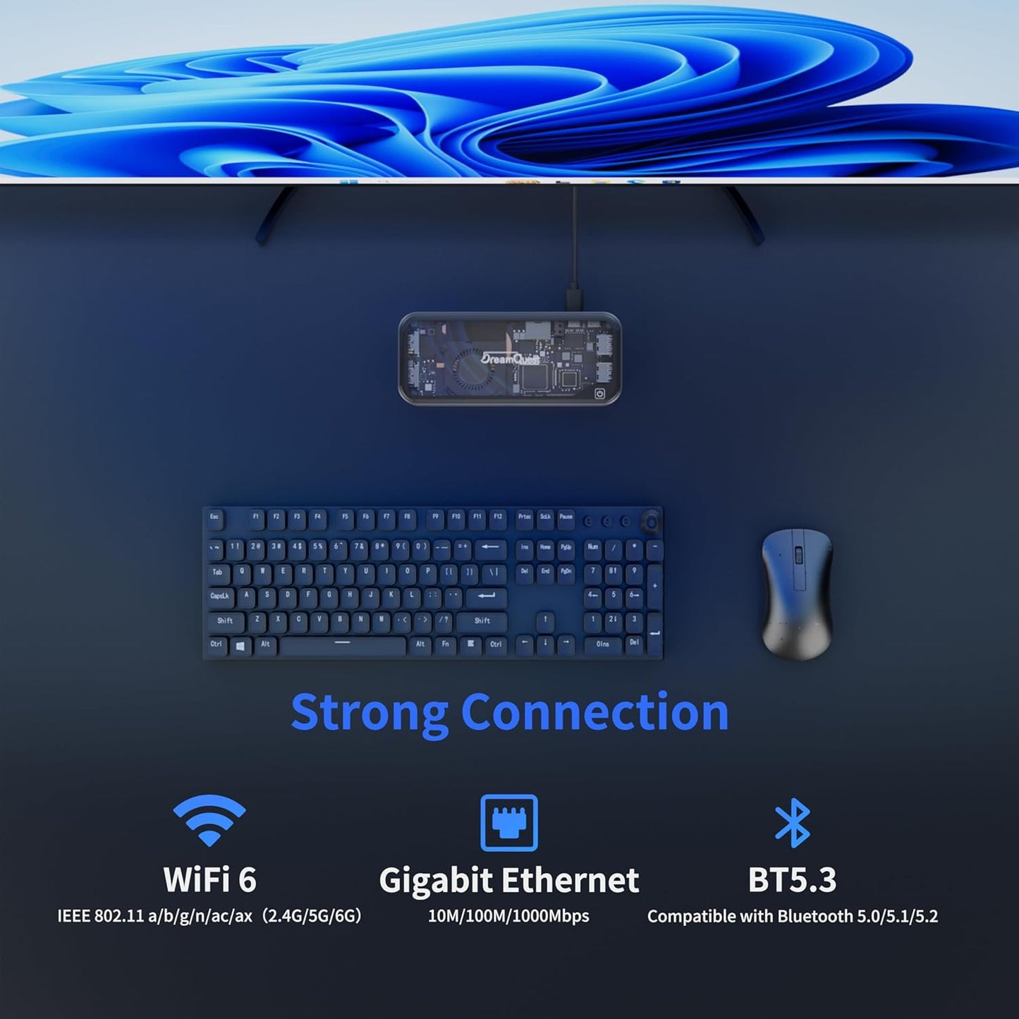 DreamQuest Mini PC Windows 11 Pro Pre-installed, Intel N95 (up to 3.4Ghz) 12GB LPDDR5 1TB M.2 SSD Micro Computer Desktop PC Stick with Dual HDMI+Type C/WiFi 6/Bluetooth 5.3/USB3.2 for Home - QUORE