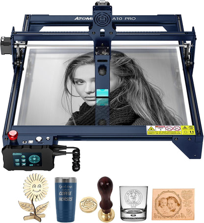 ATOMSTACK MAKER A10 PROO Lasergraveermachine 50 W lasersnijder met 10 W uitgangsvermogen gravure en touchbediening dual compressed spot voor hout metaal acryl leer keramiek 11.000 mm/min