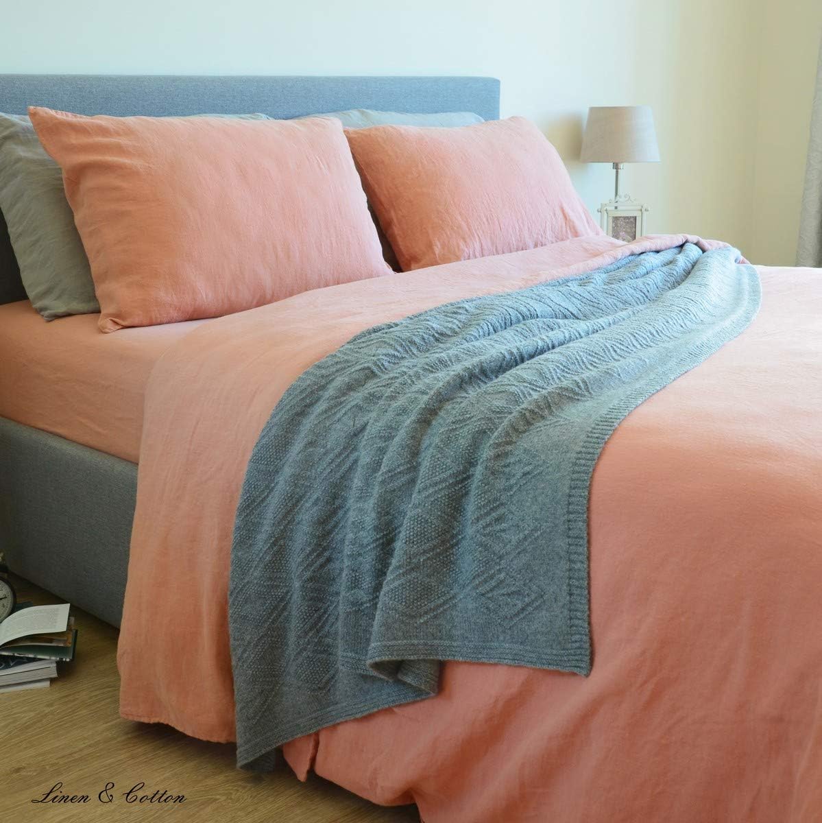 Linen & Cotton Zacht BeddLinen & Cotton Zacht Beddengoed Set Alicia -100% Gewassen Linnen, Koraal Roze (200 x 200 cm) Beddenset Dekbedovertrek Kussensloop Dubbel Bed Twin King Size Single Eenpersoons Tweepersoons Winter Zomerengoed Set Alicia - 100% Gewas