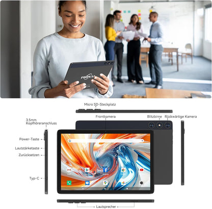 Nieuwste Android 14 Tablet 10 inch, 4G LTE tablets met 2 SIM 1 SD-sleuf, 5G Wifi Tablet PC met 14GB + 128GB (1TBTF), 3-in-1 tablet met toetsenbord, muis-octa-core, 1080FHD, 13MP + 8MP, 7000mAh,