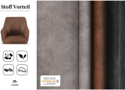 Draaistoelen Eetkamerstoelen – Keukenstoelen – Bureaustoelen – Make-up Stoelen – Set Van 2 – Gestoffeerd Zwart – Massief Eikenhout – 360° Draaibaar