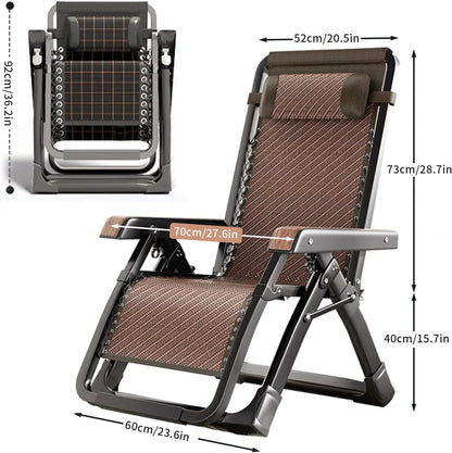 Inklapbare zonnestoel, campingstoel met hoofdsteun, tuinligstoel, inklapbaar, 0 tot 170 graden verstelbare rugleuning, Grand Patio, zonnebed, ligstoel voor patio, tuin, strand, zwembad