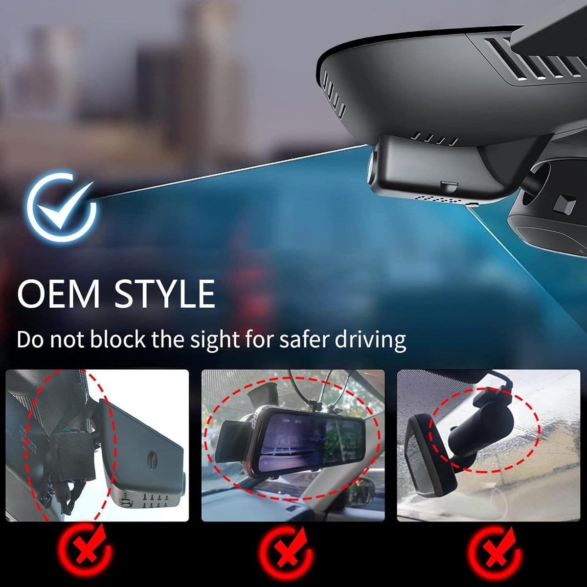 4K+1080P Dashcam Auto Voor En Achter – Dubbele Dashcam – Autocamera – Voor- En Achtercamera – Rijcamera – OEM-Look Voor Specifieke Auto-Uitvoering 2023-2026 – Loop-Opname En G-Sensor – WiFi Met App