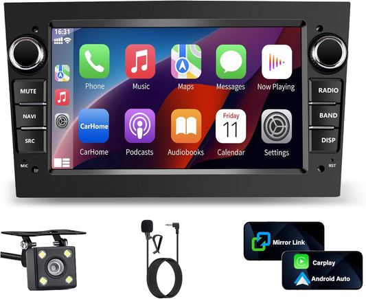 2 DIN autoradio voor Opel Corsa d/Astra h/Zafira b/Meriva/Vivaro Bluetooth Stereo Car met Wireless Carplay Android Auto 7 inch scherm Mirror Link / FM / AHD achteruitrijcamera / WiFi - zwart