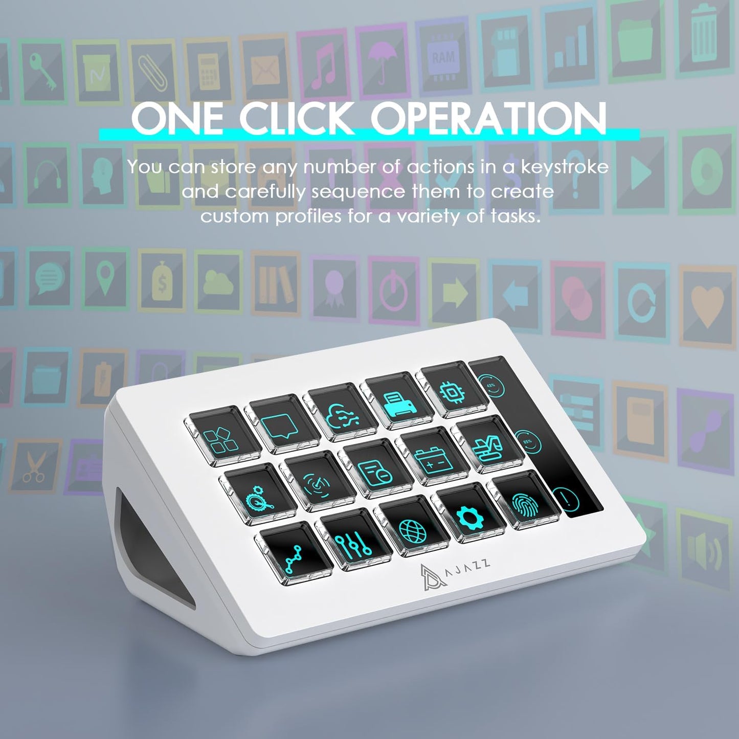 AKP153 Studio Controller, Stream Deck, 15 Macro Keys, Trigger Actions in Apps and Software Like OBS, Twitch, YouTube, Custom Console for Live Streaming, Photo and Video Editing, PC/Mac (White)