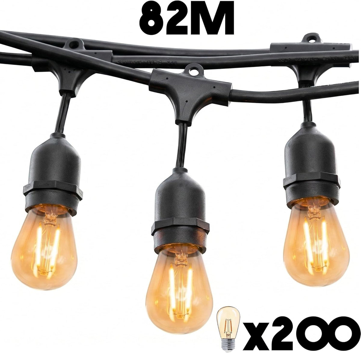 MAFY LIGHT Outdoor Fairy Lights 82 m with 200 LED Bulbs E27 Warm White