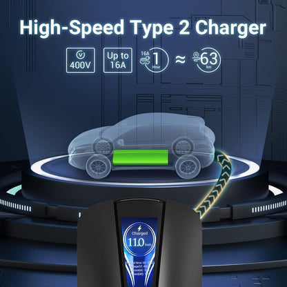 Tera Oplaadstation voor elektrische voertuigen Home Niveau 2 CE-gecertificeerd, 6 m oplaadkabel van zuiver koper, laadstation VE tot 16 A tot 480 V, model Q8