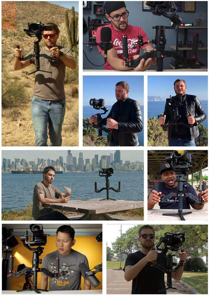 DF DIGITALFOTO ARES Z-as veer dubbele handgreep, flexibele demping afneembare dubbele handgreep gimbal, compatibel met ZHIYUN Crane 2 MOZA FEIYU DJI Ronin S/S2/RS3/RS3 Pro 3-assige gimbal