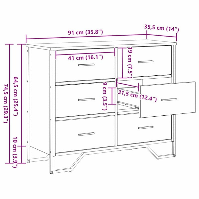 Oak Chest of Drawers - Modern 6-Drawer Heavy-Duty Storage Cabinet with Lockable Doors-Like Drawers, Oak Wood ( Assembly Required), -Standing Organizer for Bedroom, Living Room, Office - Sturdy Modern Furniture, Storage Cabine