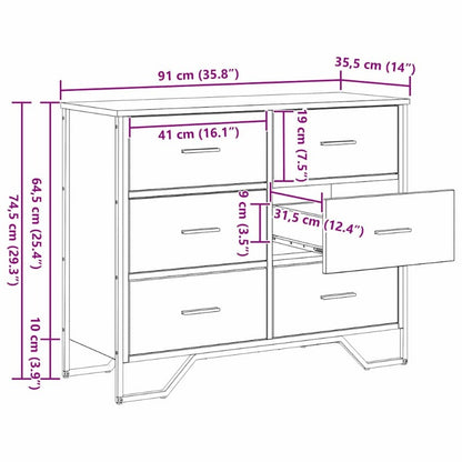 Oak Chest of Drawers - Modern 6-Drawer Heavy-Duty Storage Cabinet with Lockable Doors-Like Drawers, Oak Wood ( Assembly Required), -Standing Organizer for Bedroom, Living Room, Office - Sturdy Modern Furniture, Storage Cabine