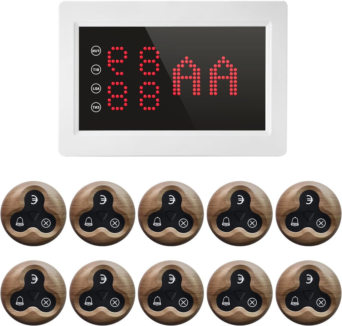 Restaurant Pager System Call System Wireless Caregiver Call System with Receiver for Elderly Clinic, Hospital, Restaurants, Bars, Factory[1 Receiver + 10 O3W] - QUORE
