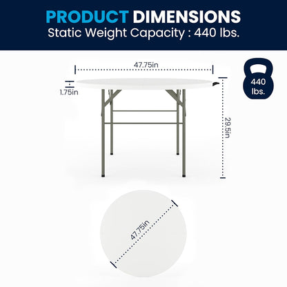 Flash Furniture 121,72 cm ronde dubbele opvouwbare graniet witte klaptafel van kunststof