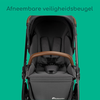 Bebeconfort Luvia Trio, Kinderwagen 3 in 1 set, 0-4 jaar (0-22 kg), Wandelwagen, Baby autostoeltje, Reiswieg, Slim opvouwen, Verstelbare duwstang, Wielen met schokdempers, Mineral Graphite