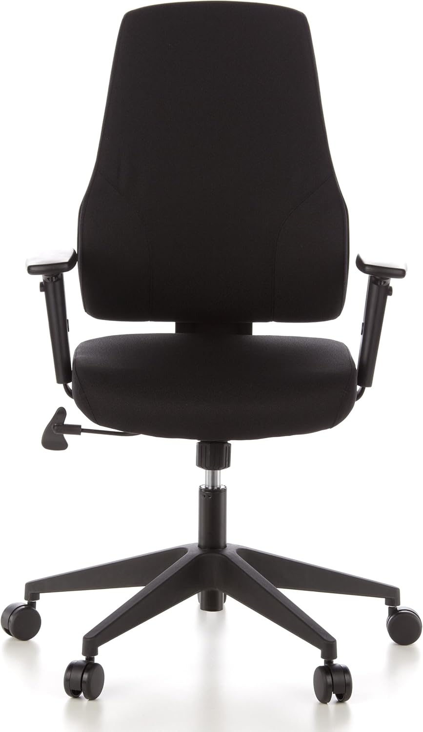 hjh OFFICE 608100 professionele bureaustoel PRO-TEC 100 zwart stof draaistoel met verstelbare rugleuning